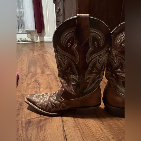 ROCKY HANDMADE Leather Western Cowgirl  Boots-Brown Size 6 - Picture 6 of 14